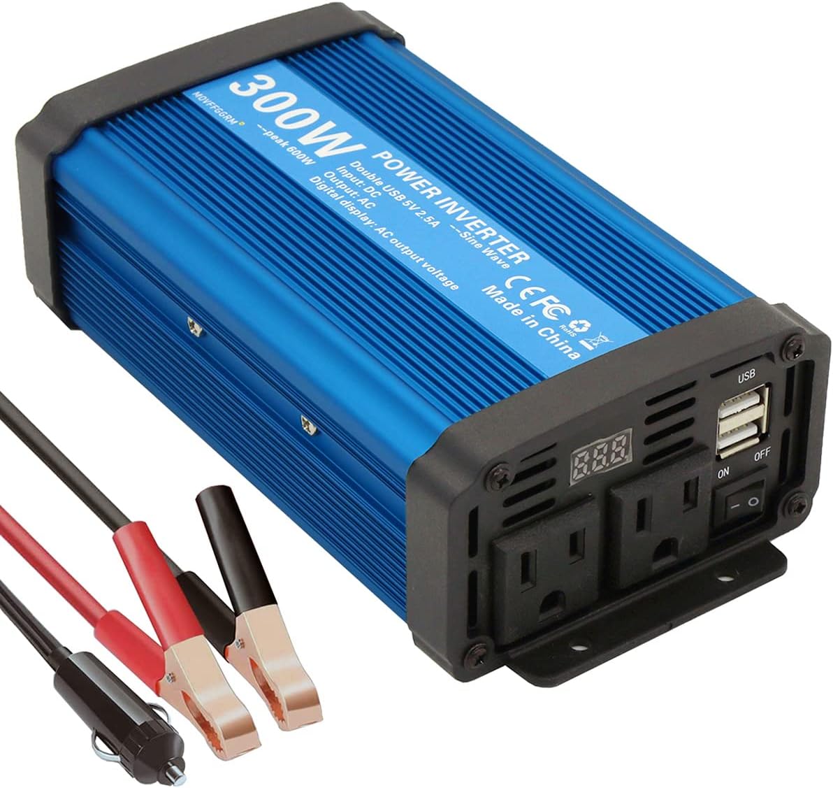 500W Pure Sine Wave Power Inverter DC 12V to 110V AC with 2.4A Dual USB W6241