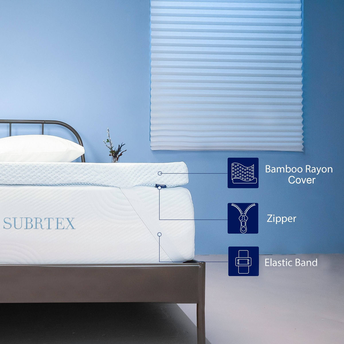 Queen Gel-Infused Memory Foam Mattress Topper with Cover V808