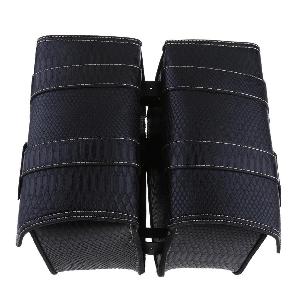Black Leather Motorbike Pannier Saddle Bag X1778