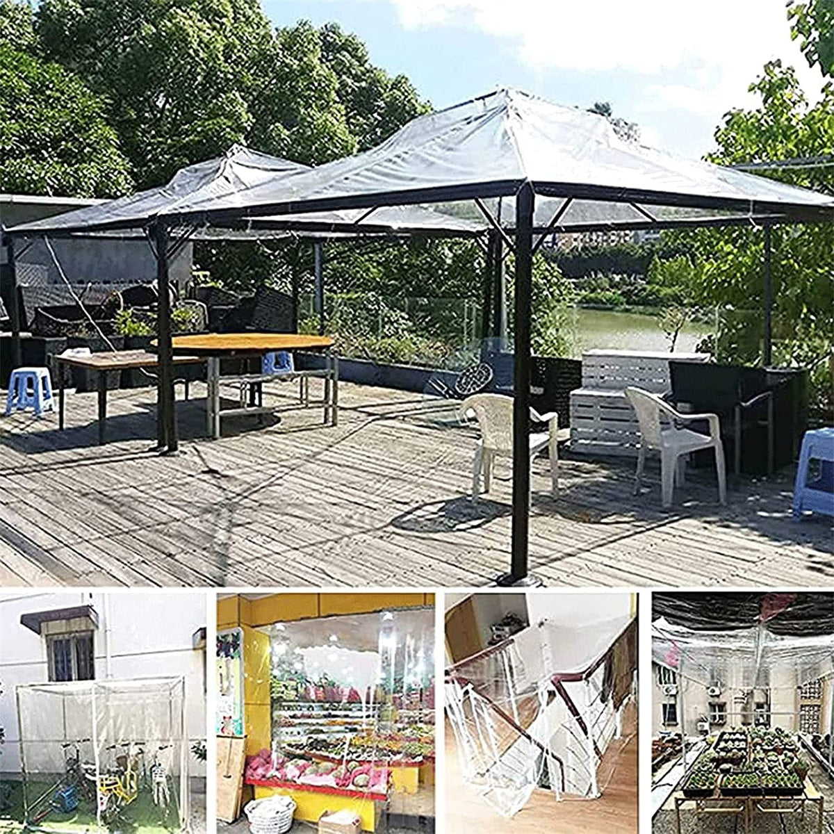 7x7 Ft Heavy Duty Waterproof PVC Transparent Tarpaulin U3860