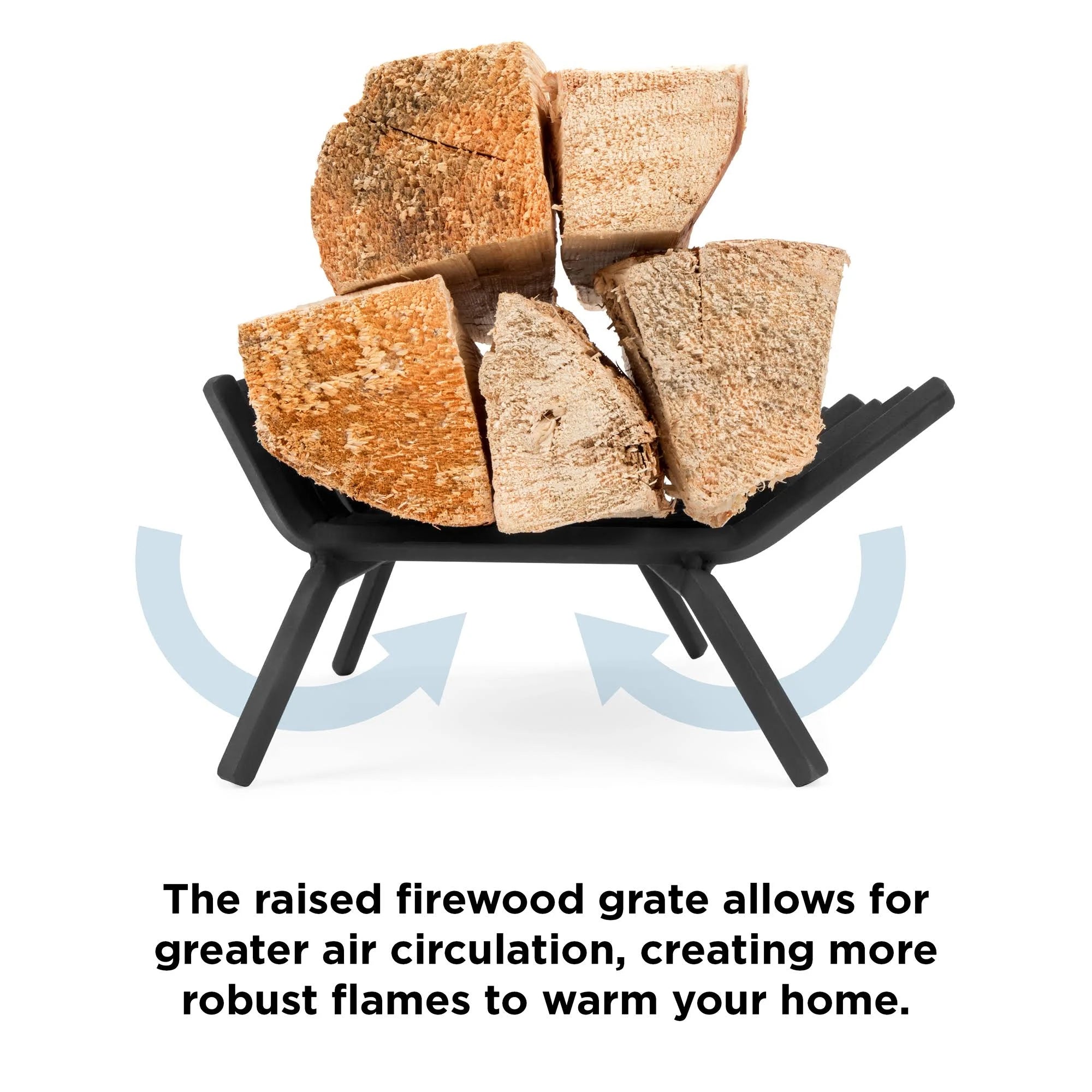 21-Inch Solid Steel Fireplace Grate Log Rack with Ash Catcher Tray P440219