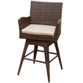 Brown Wicker Swivel Armed Barstool U88275