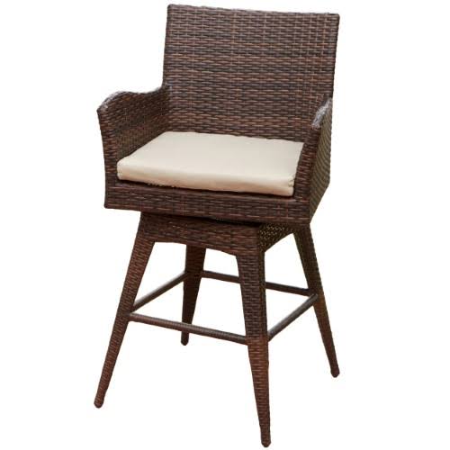 Brown Wicker Swivel Armed Barstool U88275