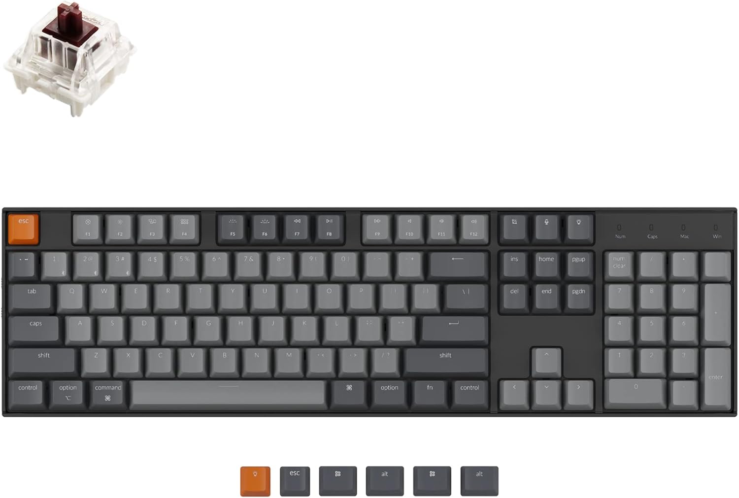 Full Size Bluetooth Wireless/USB Wired Mechanical Keyboard with Gateron G Pro Brown Switch RGB Backlight 104 Keys O80638