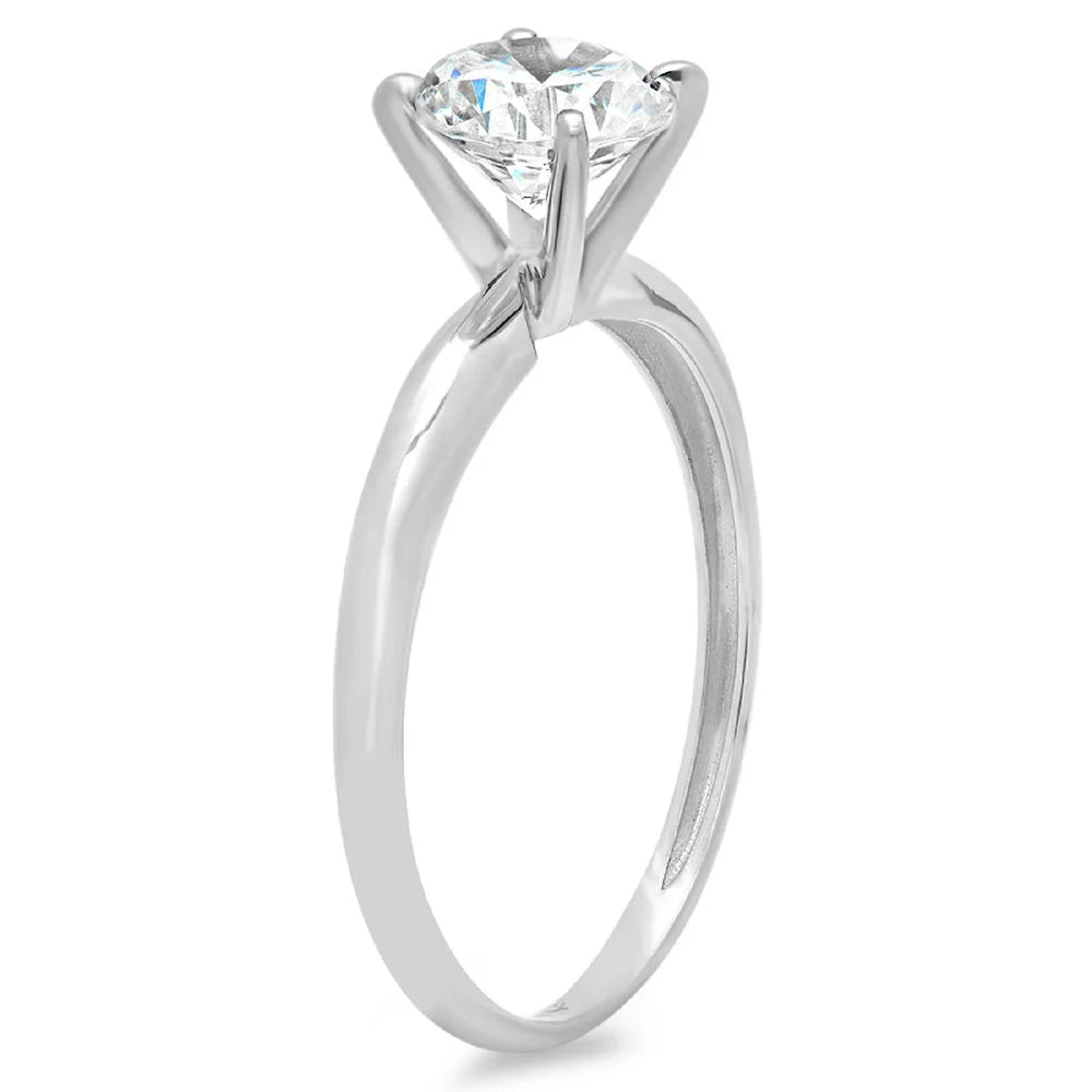 14K White Gold Solitaire Engagement Ring size 6.5 T57624