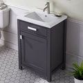 Bathroom Vanity with Sink, 24x22, Dark Grey MDF Cabinet Set, White Undermount Sink J1265