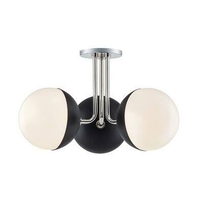 3 - Light 28x22 Semi Flush Mount Polished Nickel R953