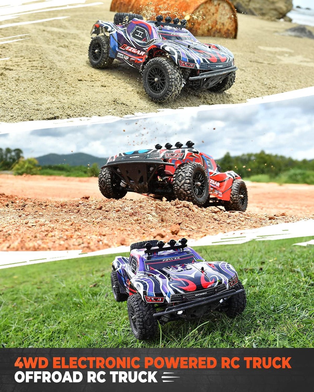 1:10 Scale 4WD Remote Control Electric Off Road RC Monster Truck with 2 Rechargeable Batteries R212