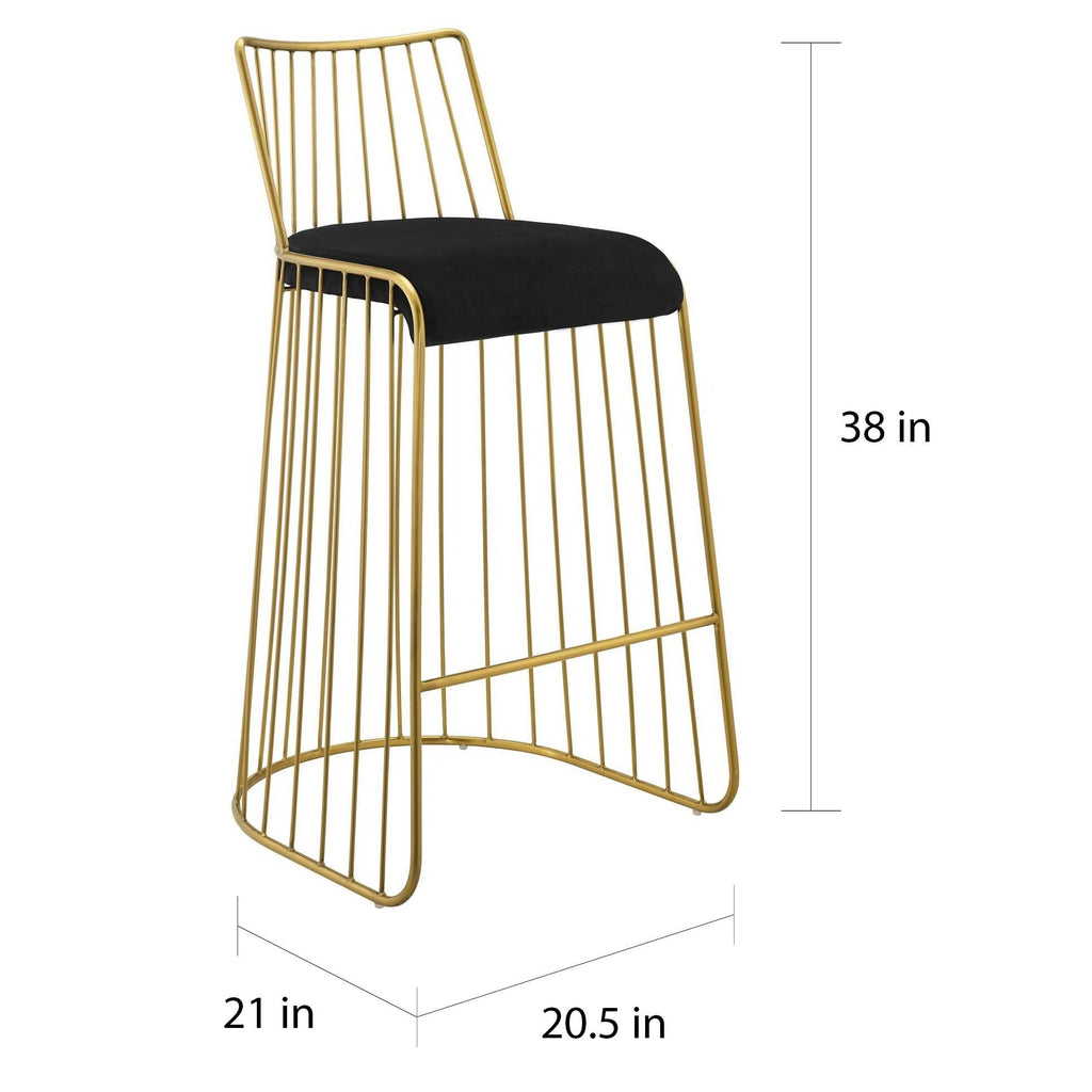 Gold Stainless Steel Velvet Bar Stool L359