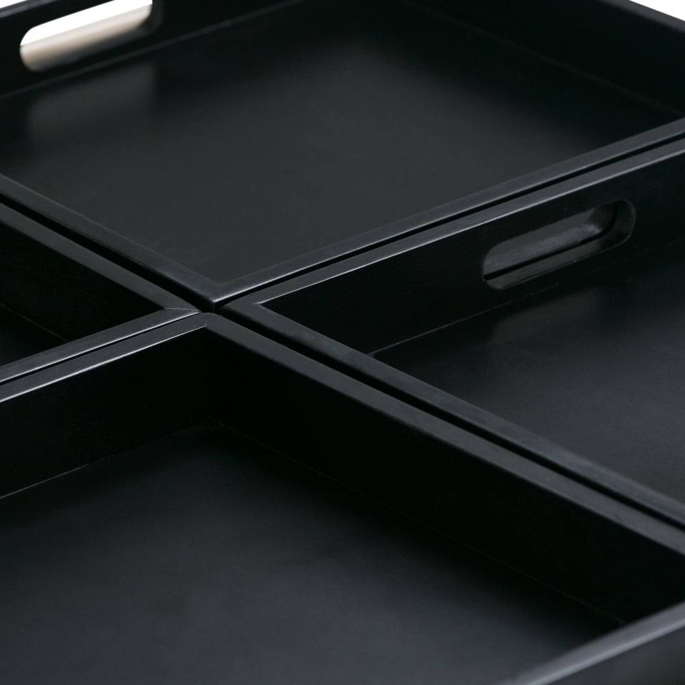 Distressed Black Square Table Ottoman X513928