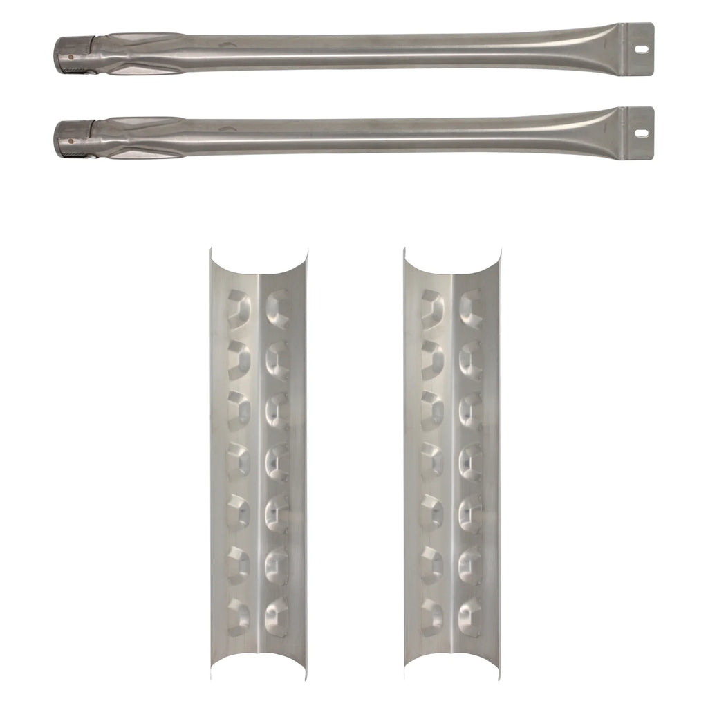 2-Pack Stainless Steel BBQ Gas Grill Tube Burner & Heat Shield Plate Replacement Parts Z3329