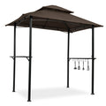 Brown Steel Frame Outdoor Grill Gazebo with Canopy F982