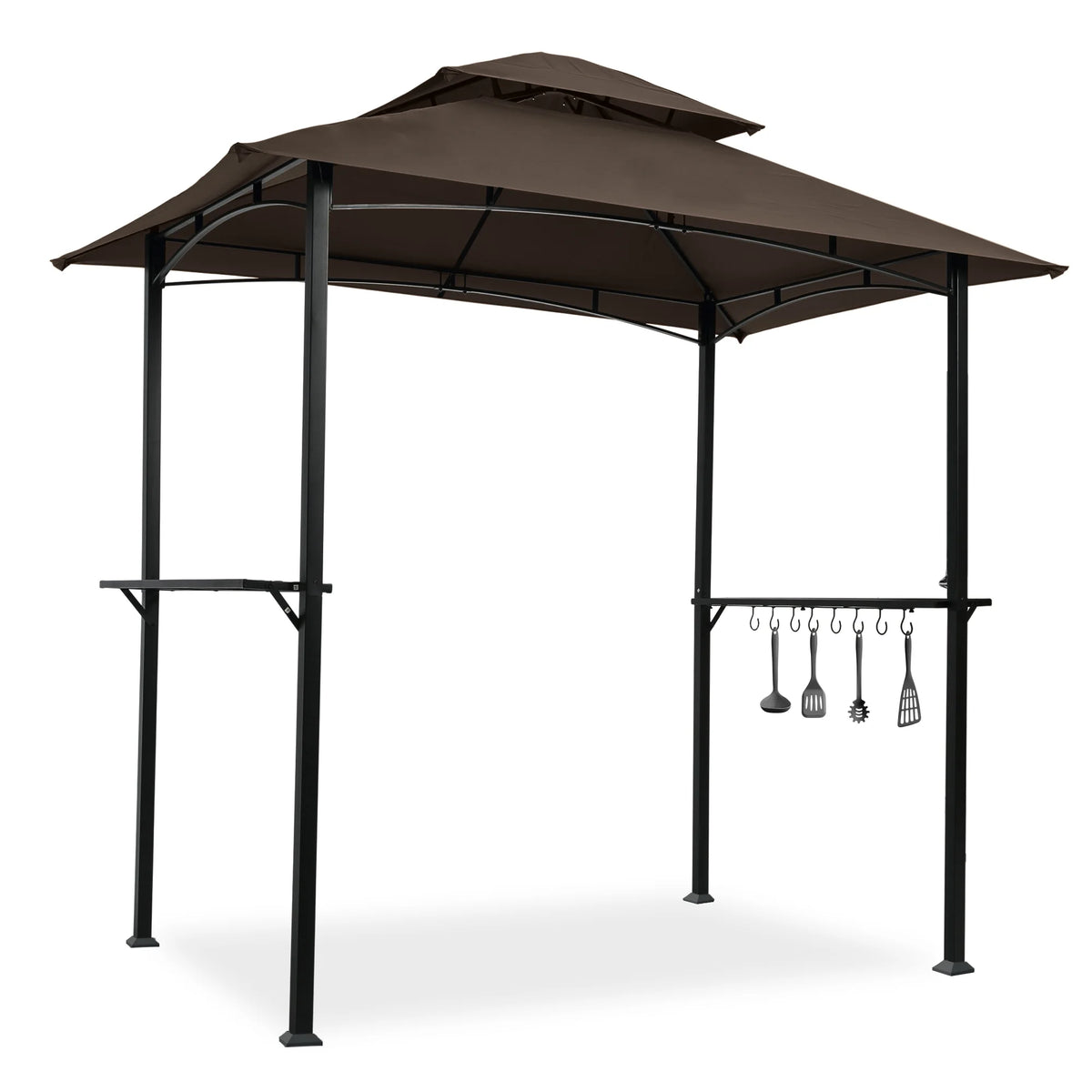 Brown Steel Frame Outdoor Grill Gazebo with Canopy F982
