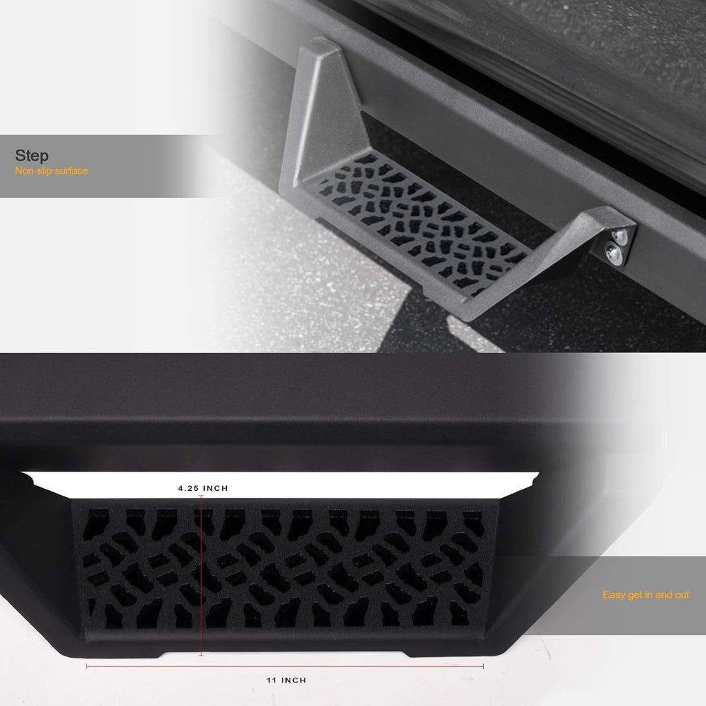 Matte Black Nerf Bars Running Boards for Ford F150 SuperCrew Cab S18969