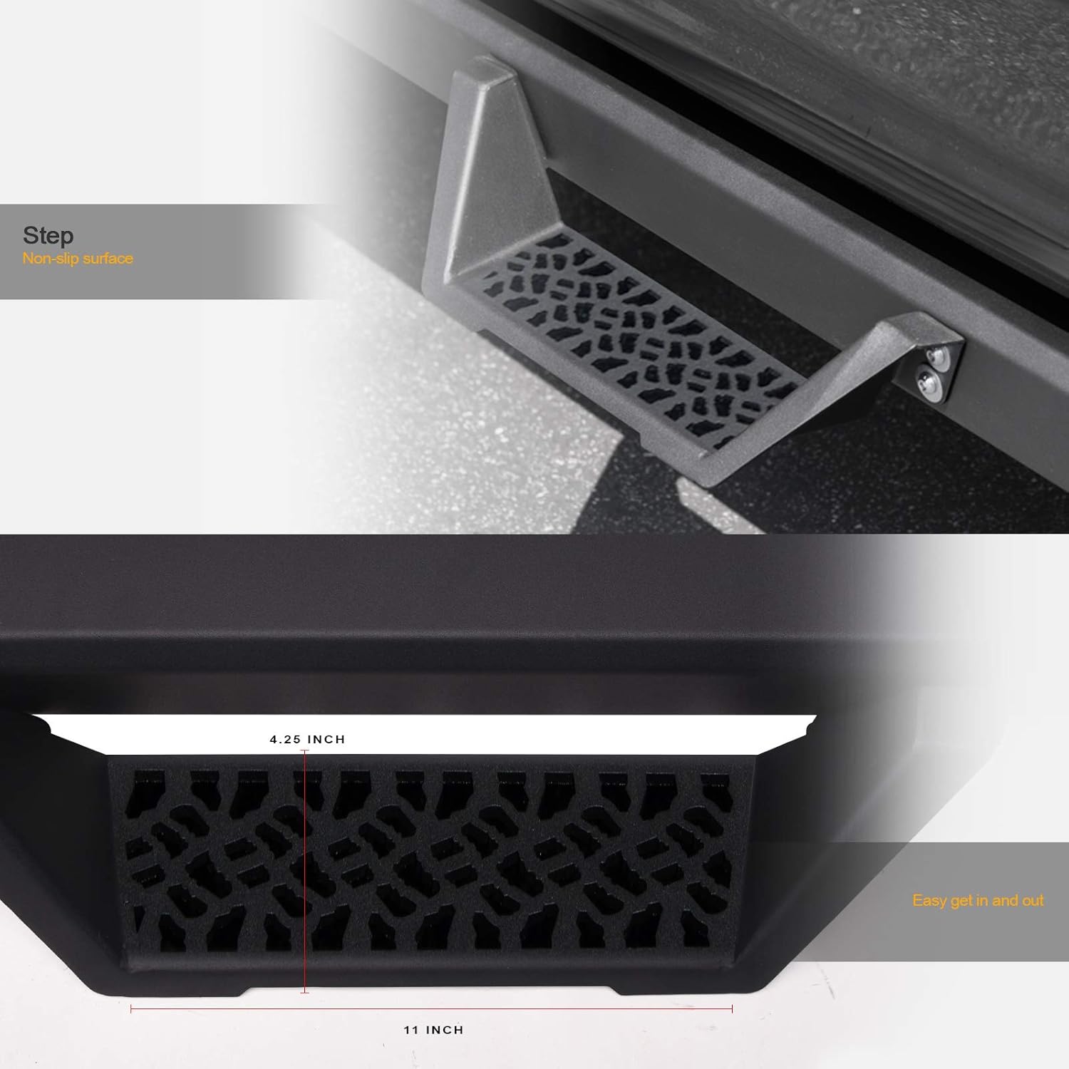 Matte Black Nerf Bars Running Boards for Ford F150 SuperCrew Cab S18969