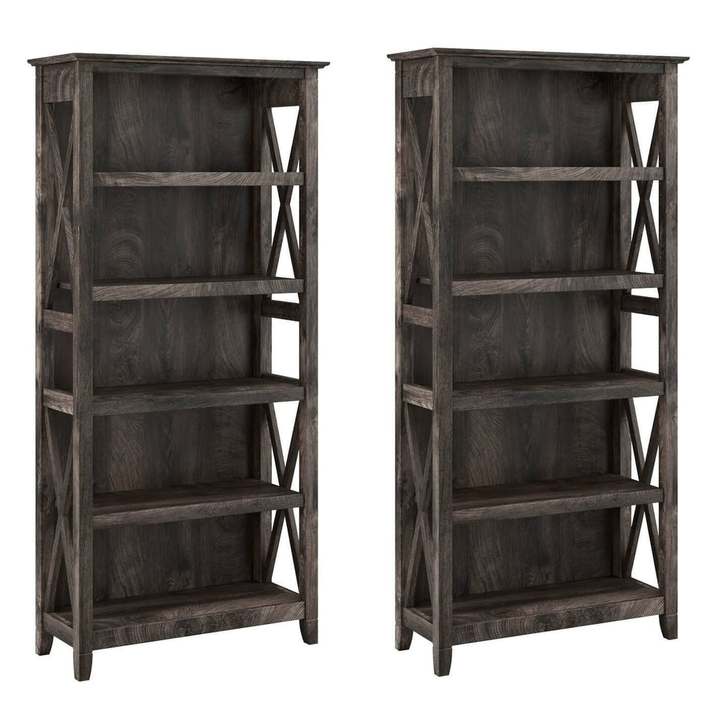 5 Shelf Bookcase Set in Pure White Oak I295325