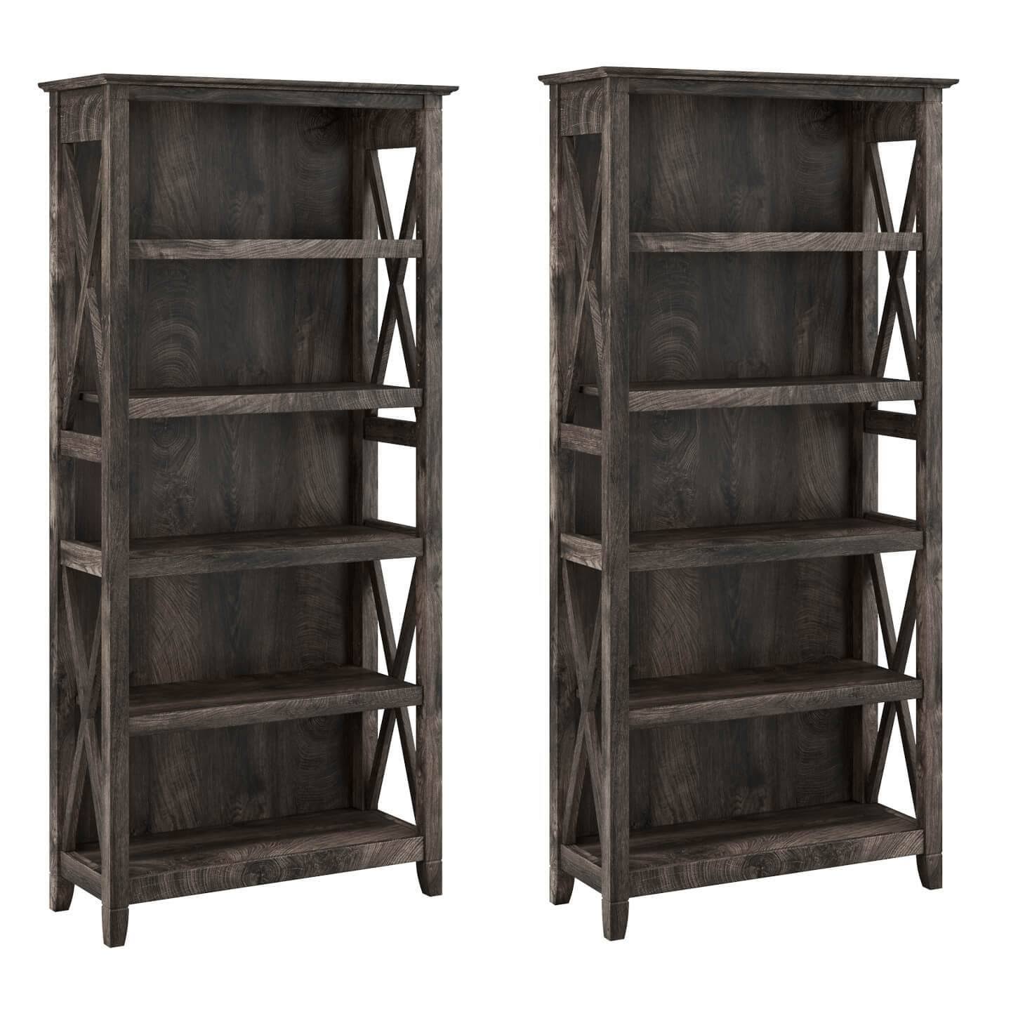 5 Shelf Bookcase Set in Pure White Oak I295325