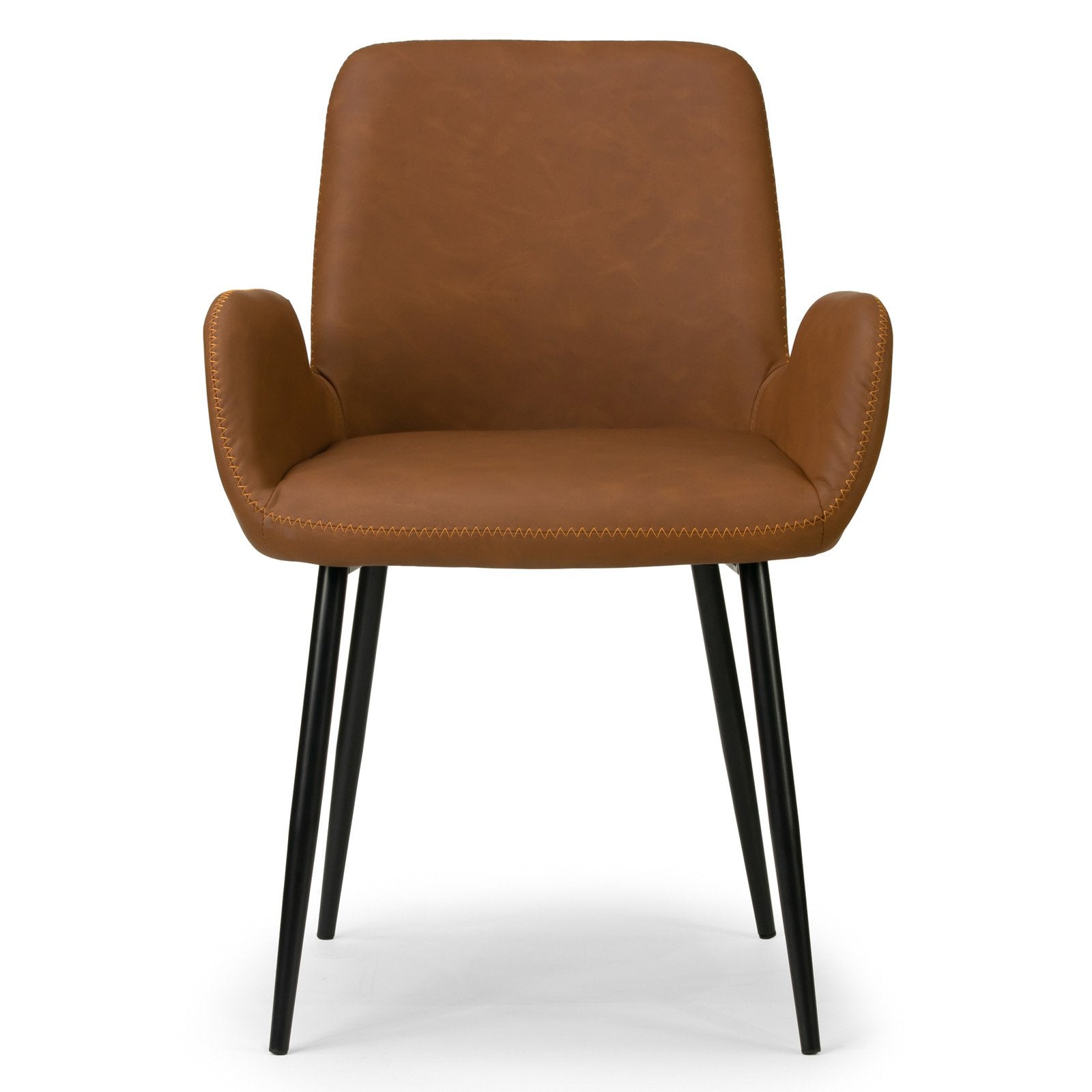 Brown Faux Leather Arm Chairs (Set of 2) P144