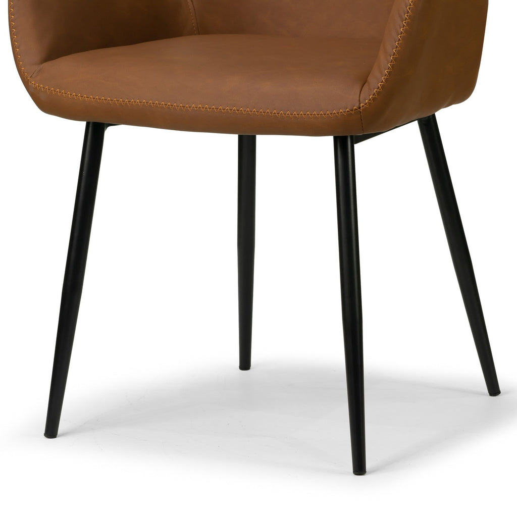 Brown Faux Leather Arm Chairs (Set of 2) P144