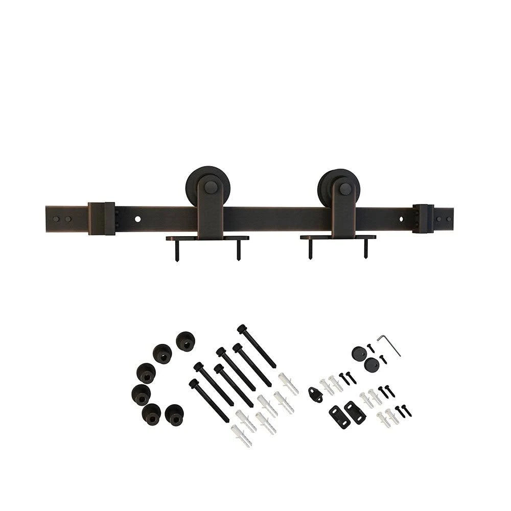 Matte Black Sliding Barn Door Track and Fitting Set Q142