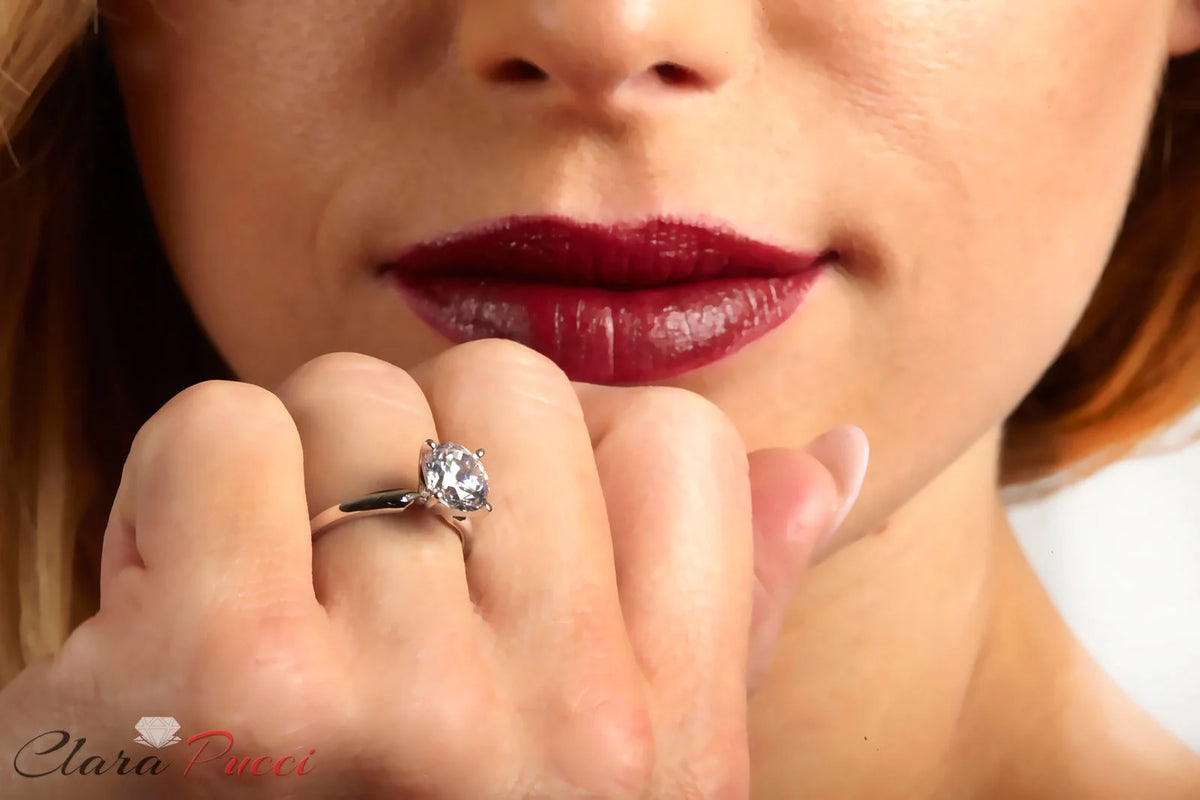 14K White Gold Solitaire Engagement Ring size 6.5 T57624