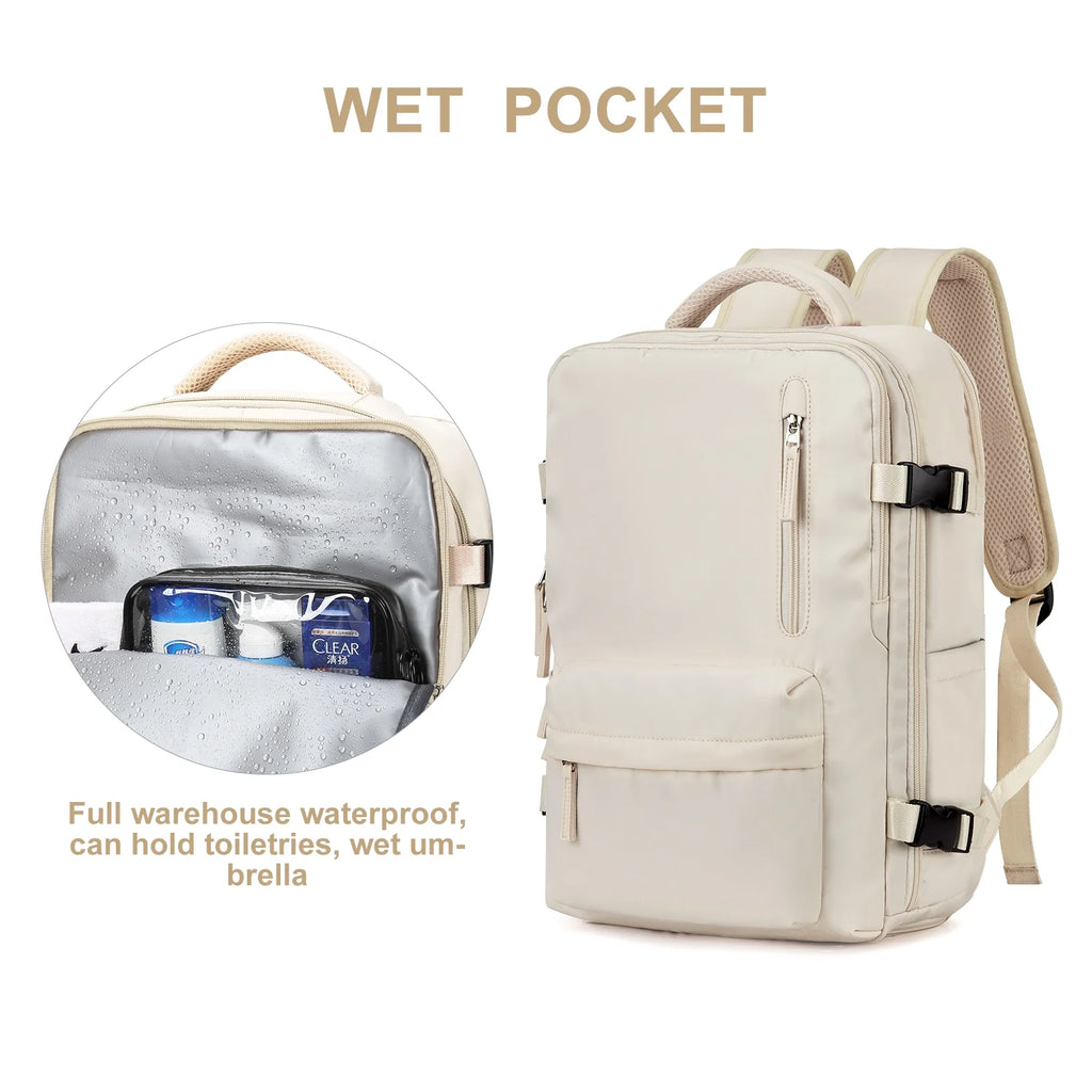 Waterproof Travel Backpack with USB Charging Port Shoes Compartment F317