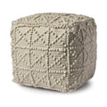 Ivory Wool Square Pouf C9255