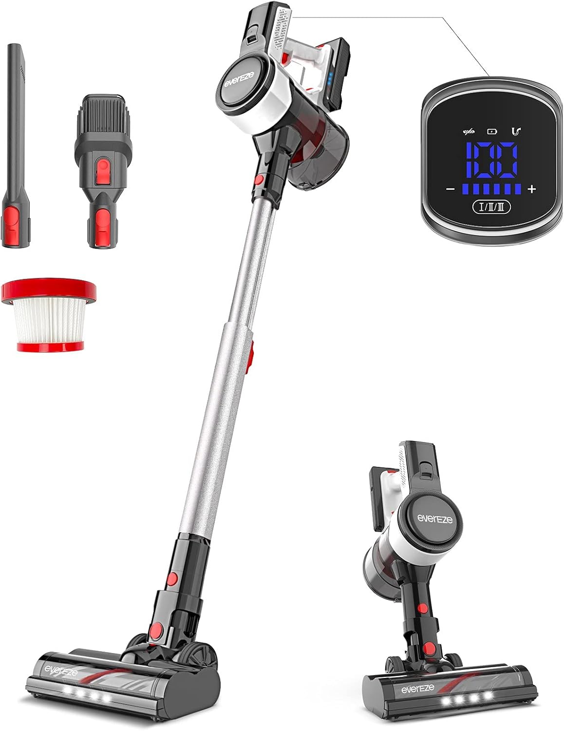 Cordless Stick Vacuum with 250W 25kPa Suction 50Mins Runtime 4 in 1 Lightweight Rechargeable Handheld V955771