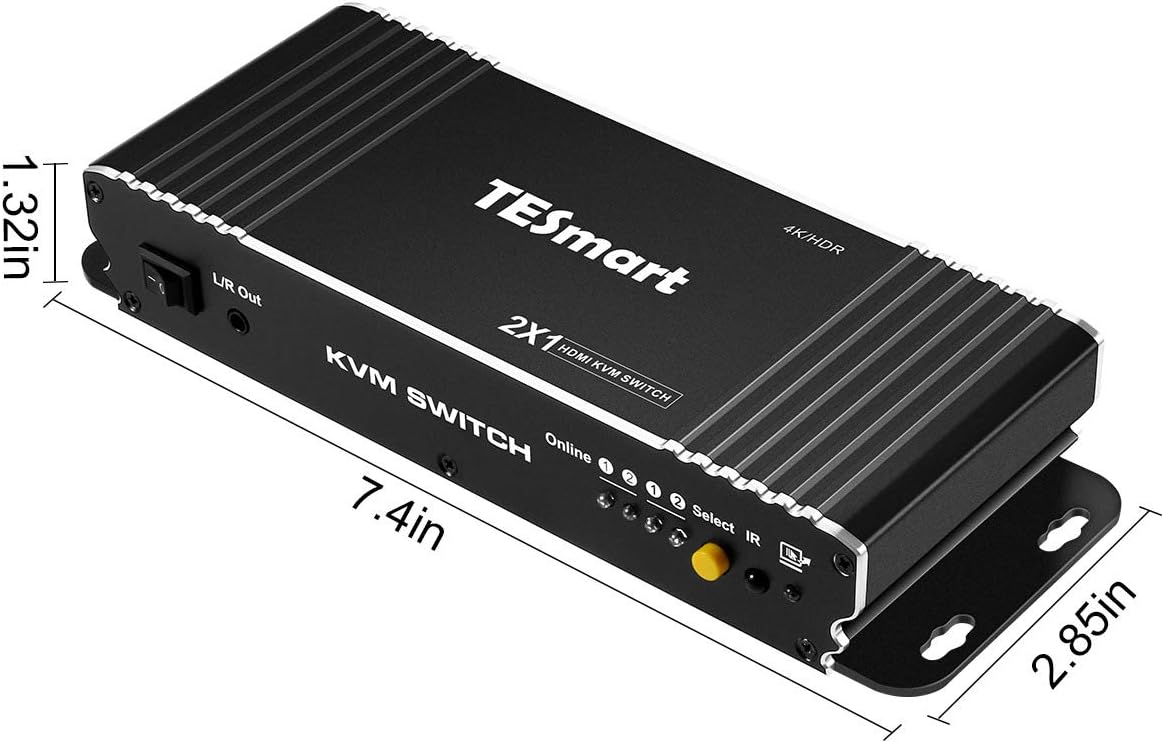 2 Input 1 Output 4K HDMI KVM Switch with 2 KVM Cables K44129