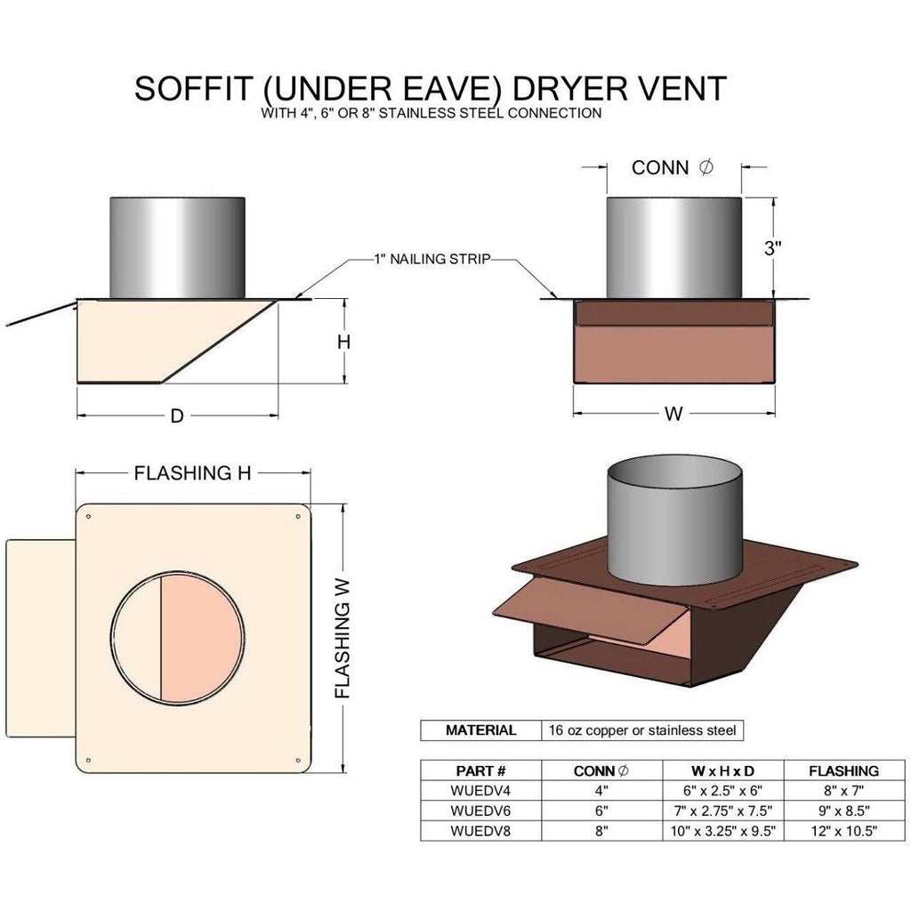 6 inch Under Eave Dryer Vent with Flapper J277