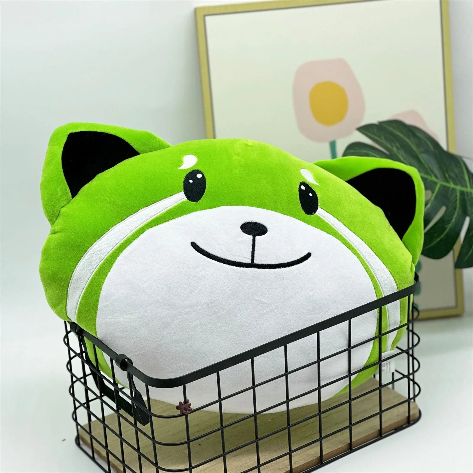 Green Foxes Plush Stuffed Animal Pillow B258