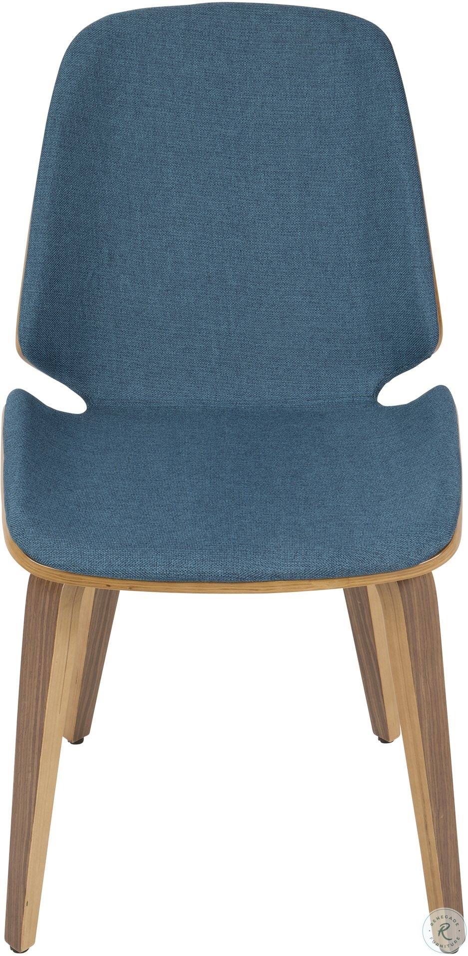 Blue Fabric Walnut Wood Chair (Set of 2) W50310