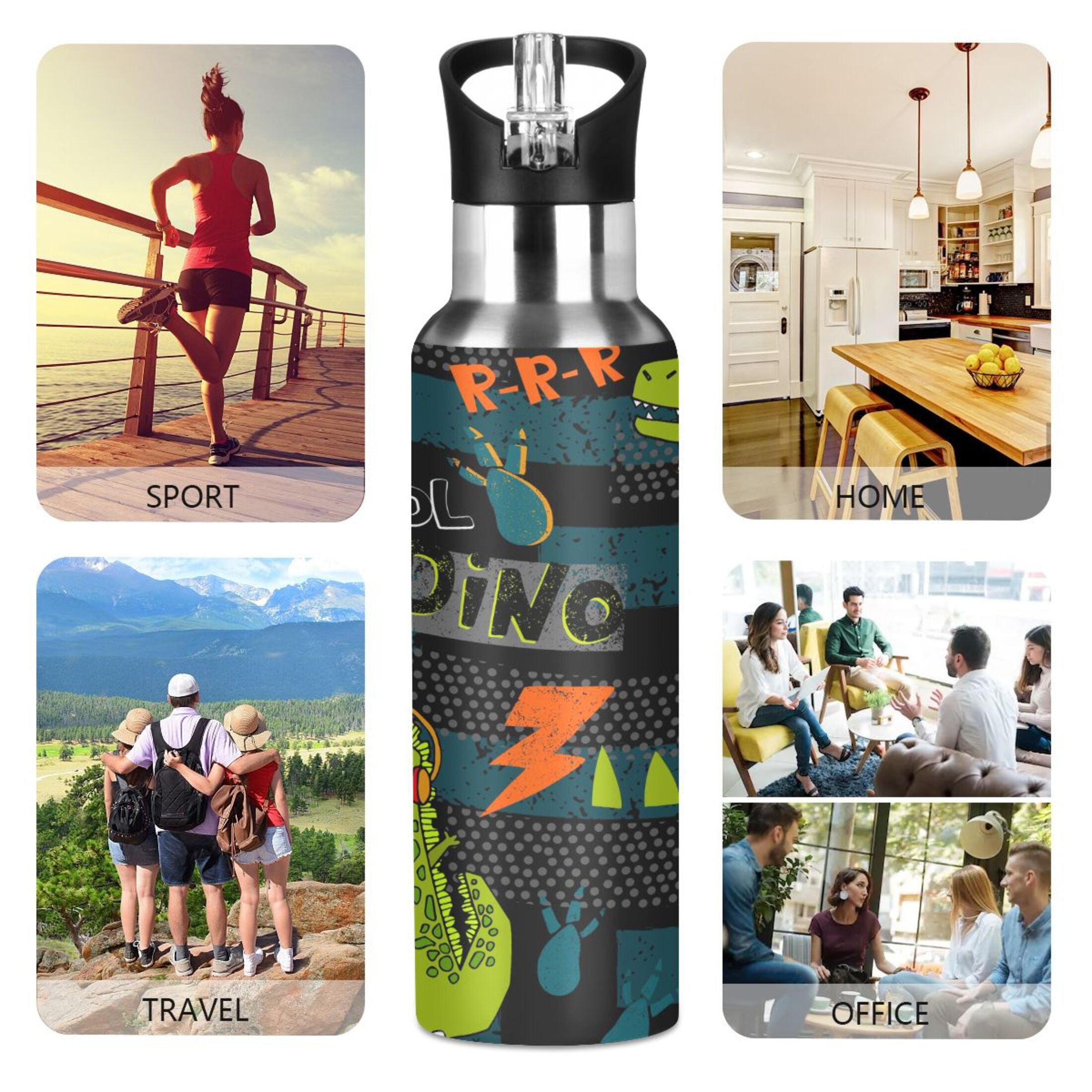 Insulated Thermos Vacuum Flask Water Bottle with Straw Lid N5264