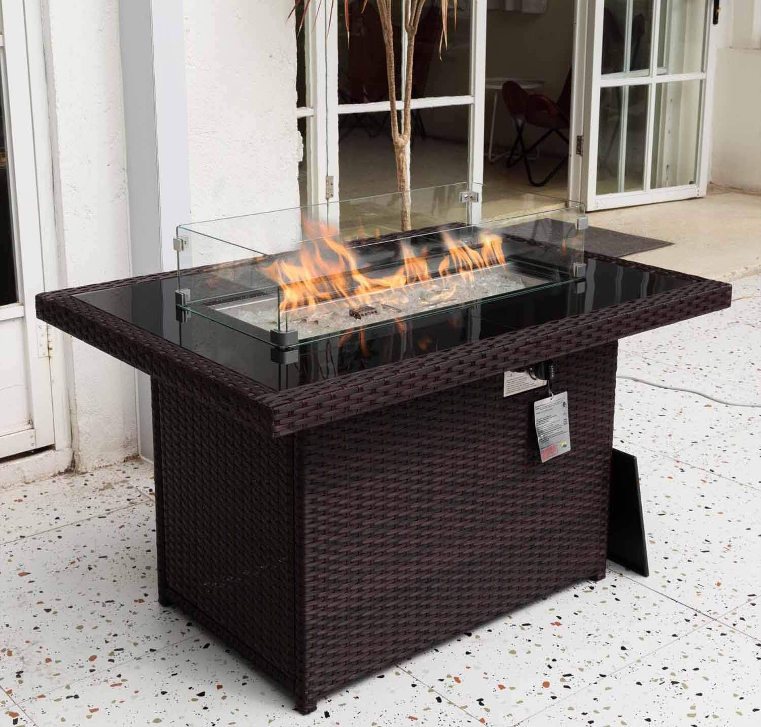 Rectangle Propane Fire Table 55,000 BTU with 8mm Tempered Glass Top X205