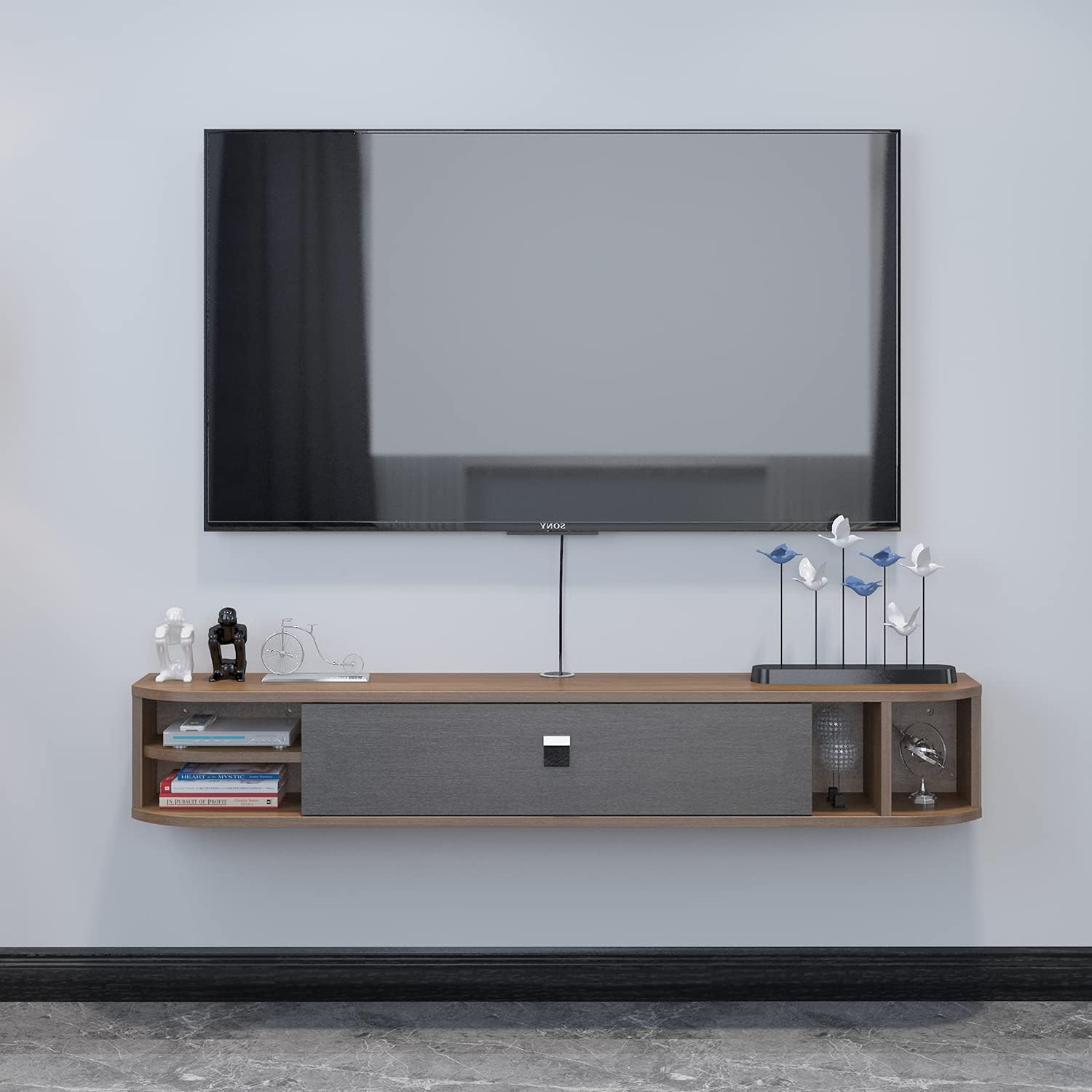 Gray-White Floating TV Shelves B987