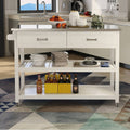 White Stainless Steel Kitchen Cart with Two Drawers Q934605