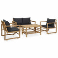 4 Piece Dark Gray Cushioned Patio Lounge Set with Table and 2 Chairs Y62284
