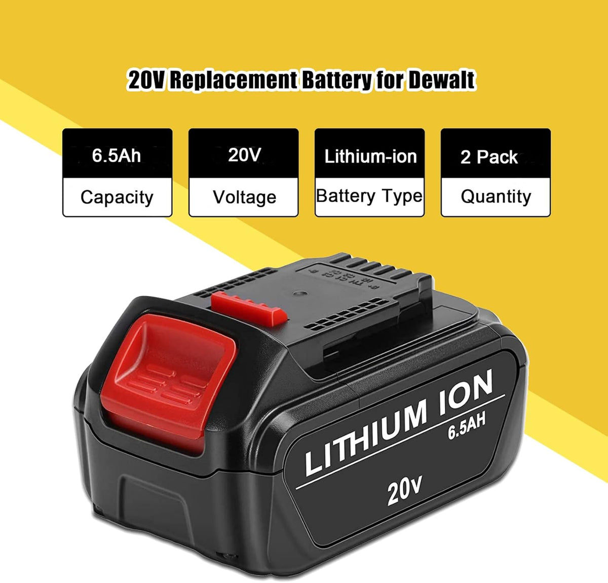 2 Pack 6.5Ah 20V Replace Battery F2246